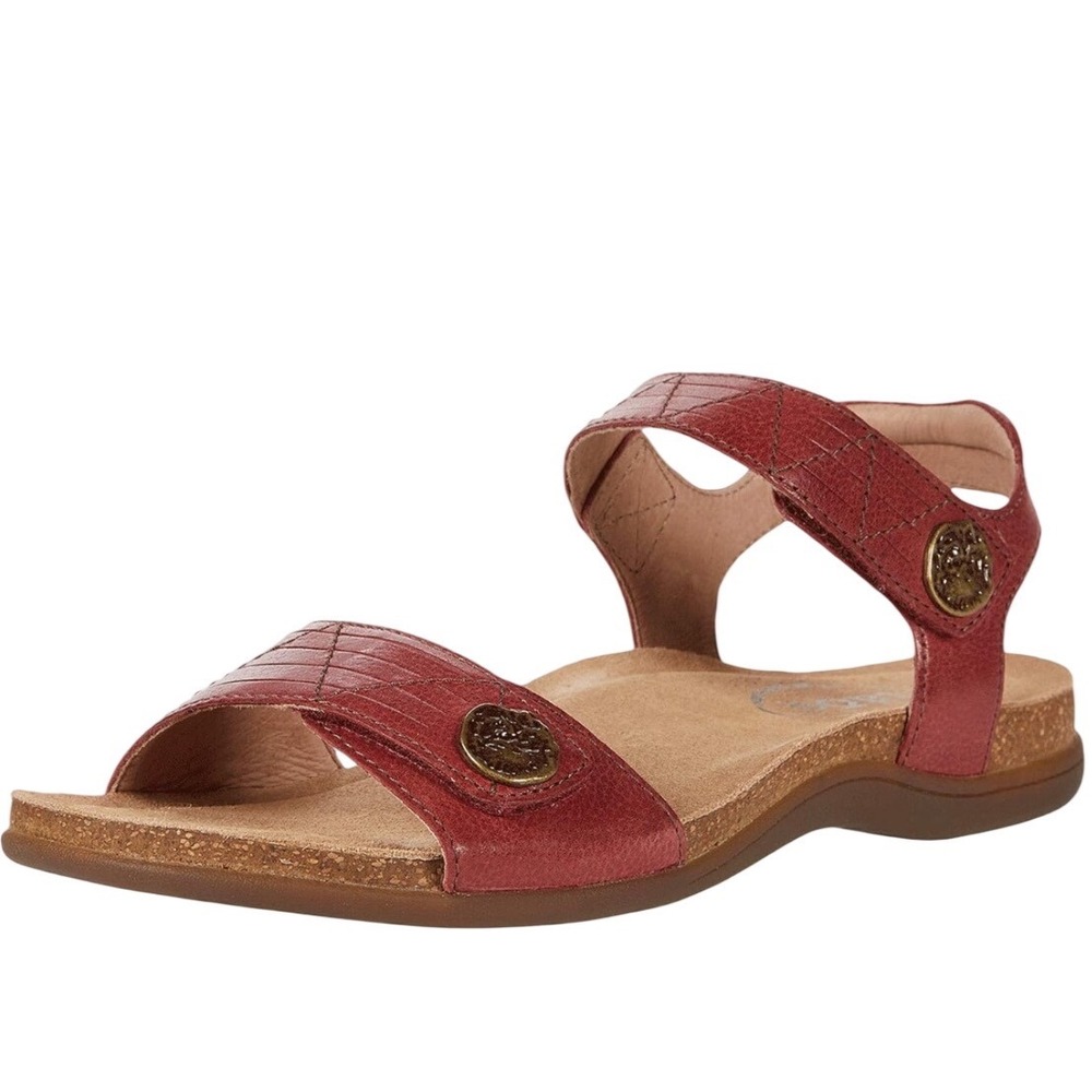 Taos Vintage Pioneer Red Leather Comfort Sandals Women's Size 10